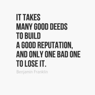 Brand reputation quote from Benjamin Franklin
